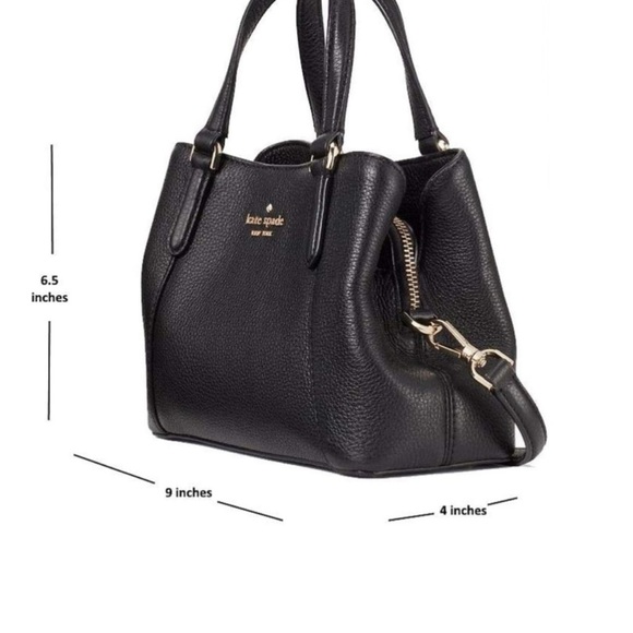 Kate Spade Pebbled Black Triple Compt Satchel Cross Body Bag S338 - Picture 7 of 9